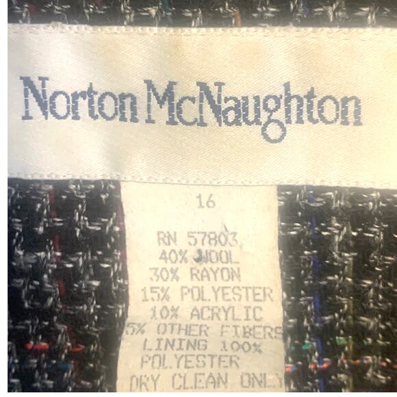 Vintage Norton McNaughton Blazer 16 Gray Wool Double Breasted  Dark Academia - Picture 3 of 8